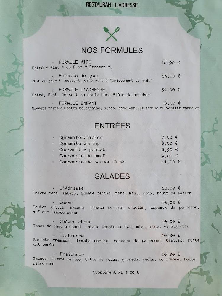 L'adresse - Menu Image 1