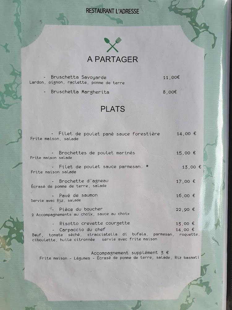 L'adresse - Menu Image 3